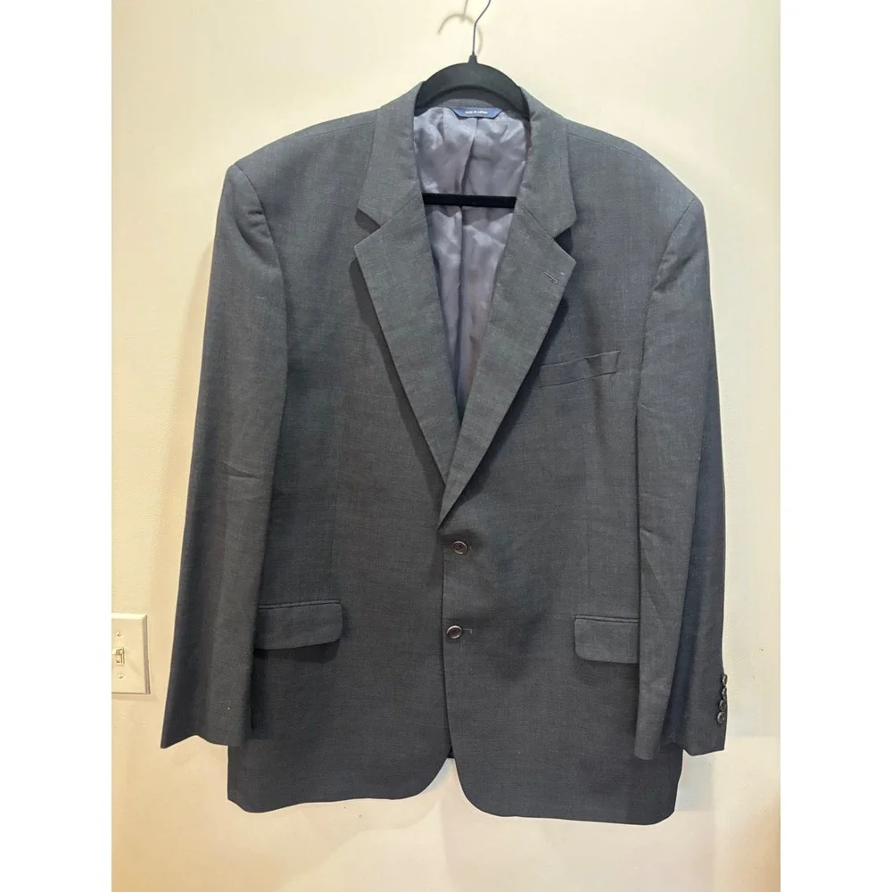 Brooks Brothers Brooksease Mens 50L‎ Gray 100% Wool Blazer Jacket Made in Canada